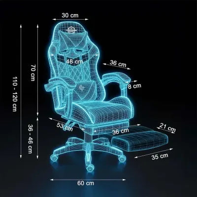 Black and red ergonomic computer chair with a footrest, supports up to 150 kg, furniture and interior, lighting ad in Riga 10