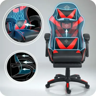 Black and red ergonomic computer chair with a footrest, supports up to 150 kg, furniture and interior, lighting ad in Riga 4